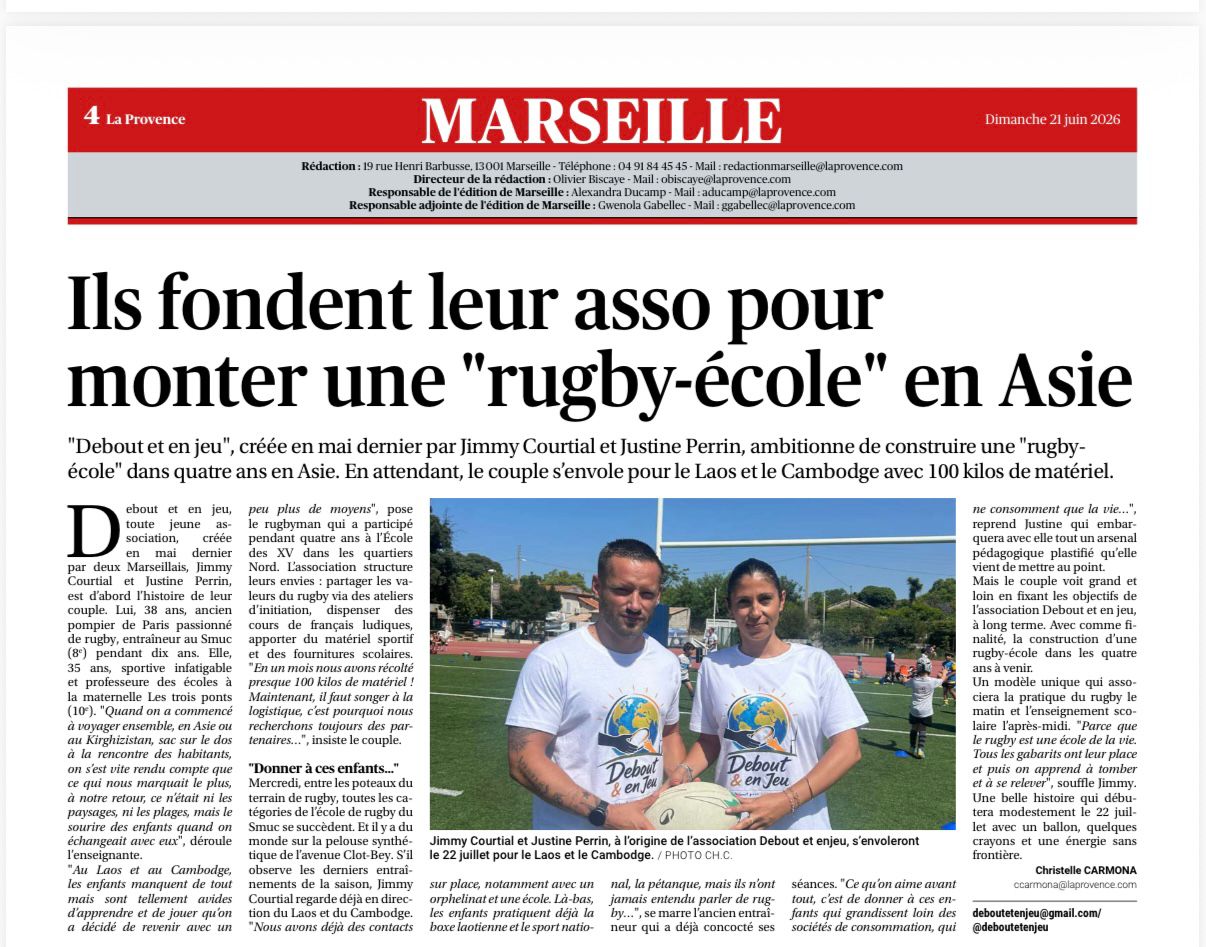 Debout & En jeu, une asso pour aider le rugby d&rsquo;ailleurs.